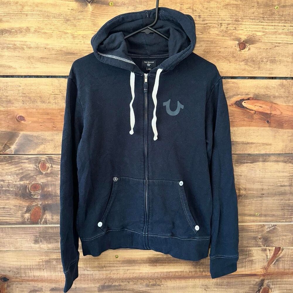 True-religion Men's Black and Navy Hoodie - Picture 3 of 3